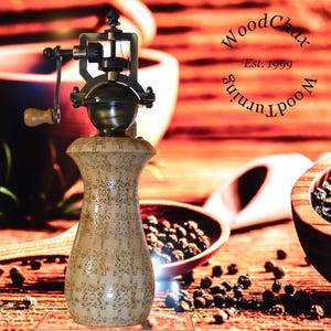 Pepper Mill Grinder Peppermill Maple Wood Wooden Handmade Hand Crafted SEE VIDEO 705a Engravable Retirement Graduation Gift Custom