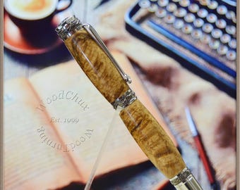 Handmade Exotic Black Ash Burl Wood Rollerball Or Fountain Pen ART 1552a Engravable Groomsmen Retirement Graduation Gift Custom