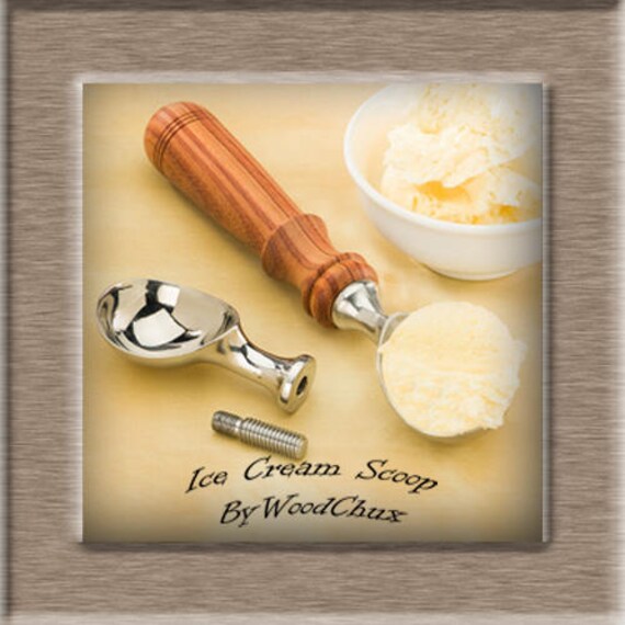 Premium Ice Cream Scoop Kit Stainless Steel Wood Turning Etsy