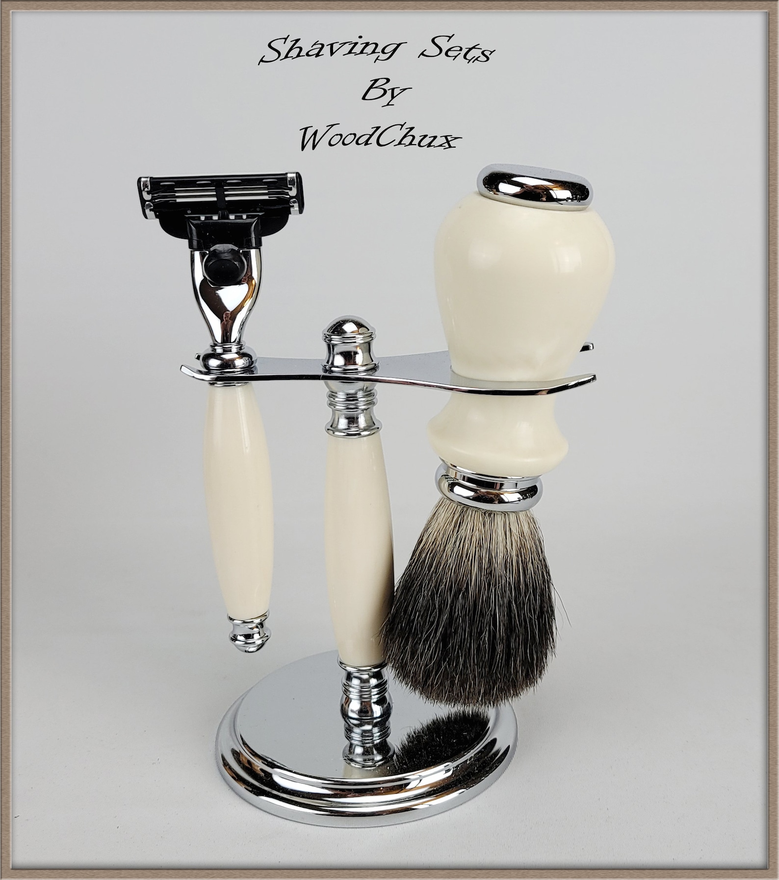 Razor Handmade Classy Ivory Shaving Set Double Edge Safety Mach 3 ...