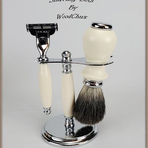 Razor Handmade Classy Ivory Shaving Set Double Edge Safety Mach 3 Fusion Razor 361 Engravable Groomsmen Retirement Graduation Gift Custom
