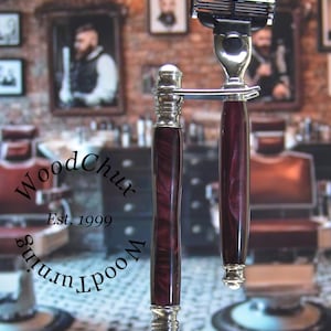 Shaving Razor Set Handmade Red Pearl Resin Safety Mach 3 Fusion Free Shipping 340