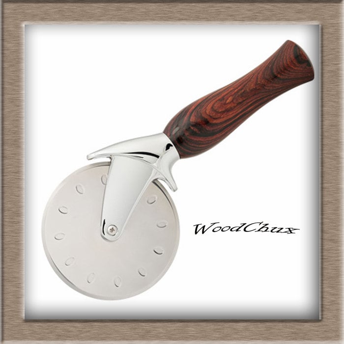 Premium Pizza Cutter Kit Stainless Steel Wood Turning Etsy