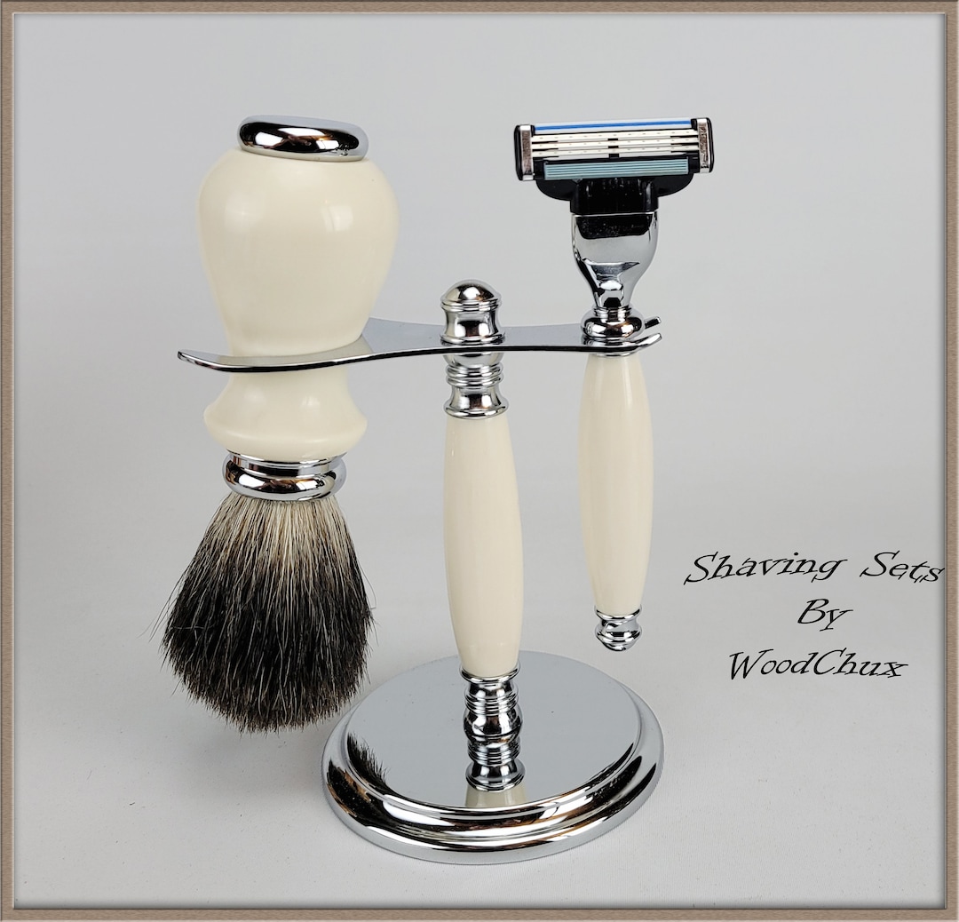Razor Handmade Classy Ivory Shaving Set Double Edge Safety Mach 3 ...