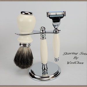 Razor Handmade Classy Ivory Shaving Set Double Edge Safety Mach 3 Fusion Razor 361a Engravable Groomsmen Retirement Graduation Gift Custom