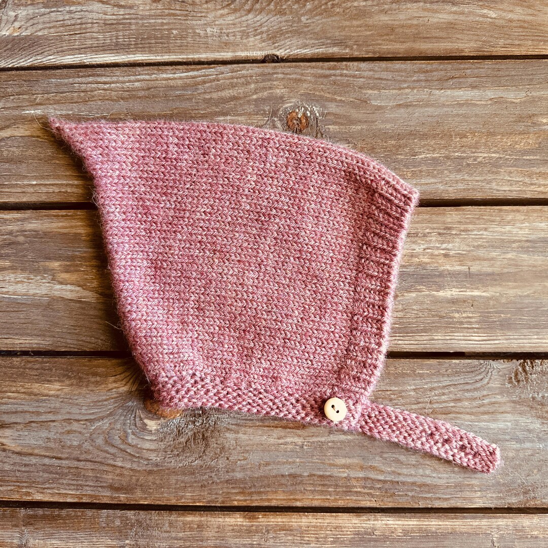 Vintage Style Baby Pixie Bonnet With Button – Knitted With Alpaca Wool ...