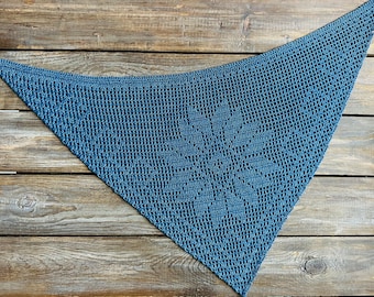 Blue crochet bandana, boho style, pure cotton
