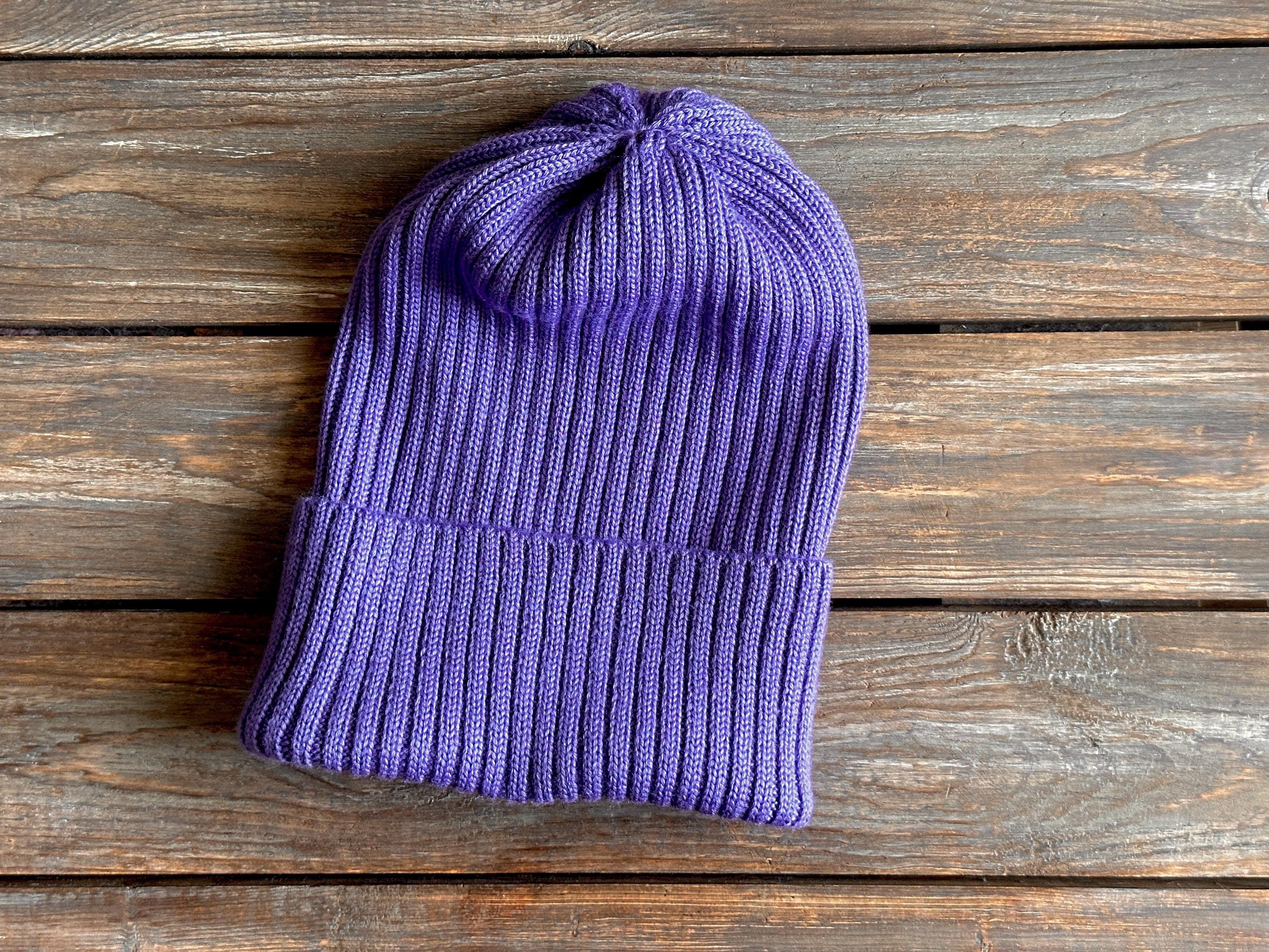 Purple Winter Hat, 100% Extrafine Merino Wool, Made in USA  display picture 1