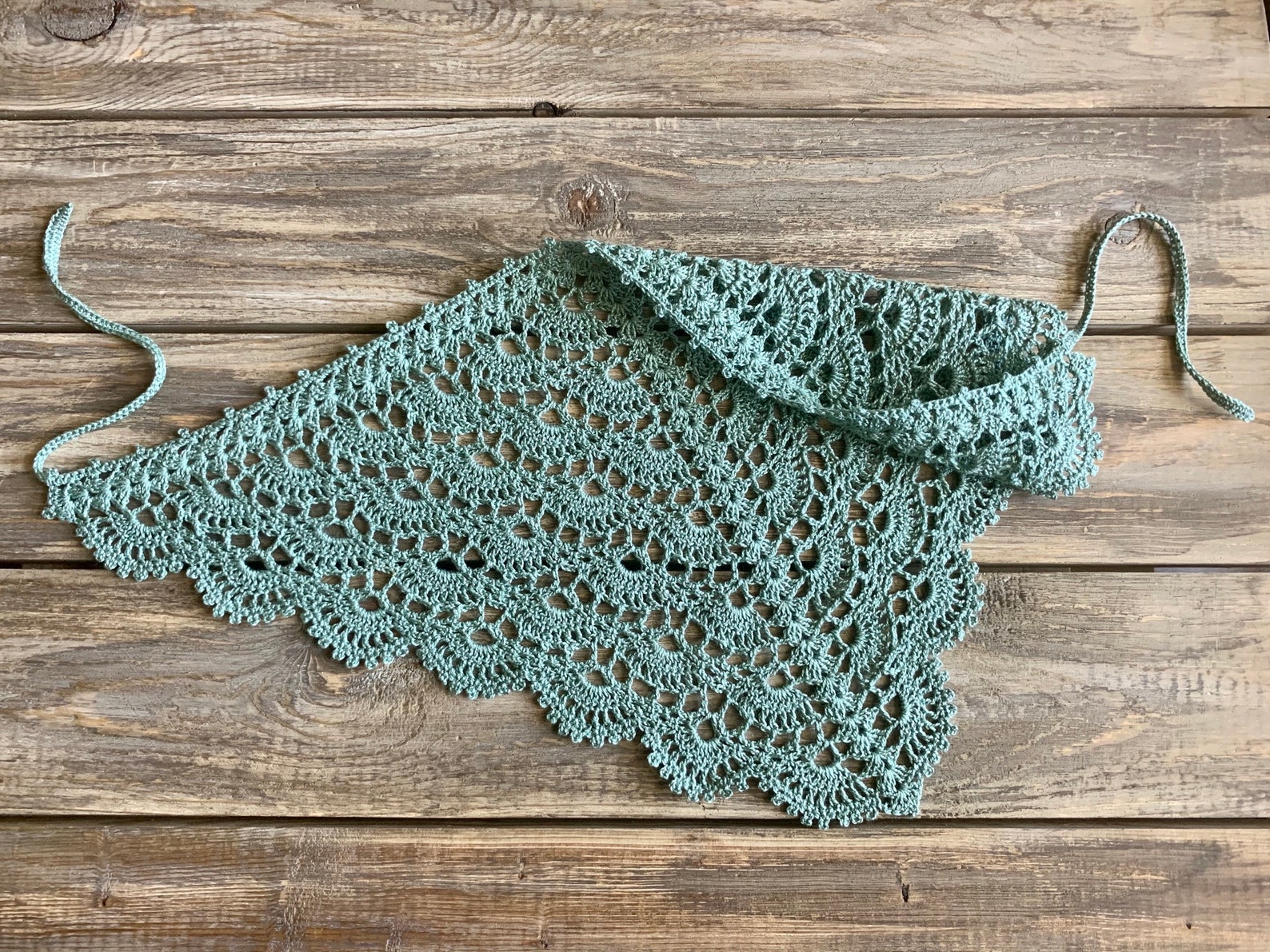 Crochet Bandana Sage Green Bandana Boho Bandana Lace Bandana - Etsy