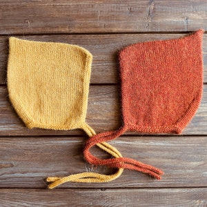 Baby Alpaca Bonnet: Hand Knit Pixie Hat with Ties