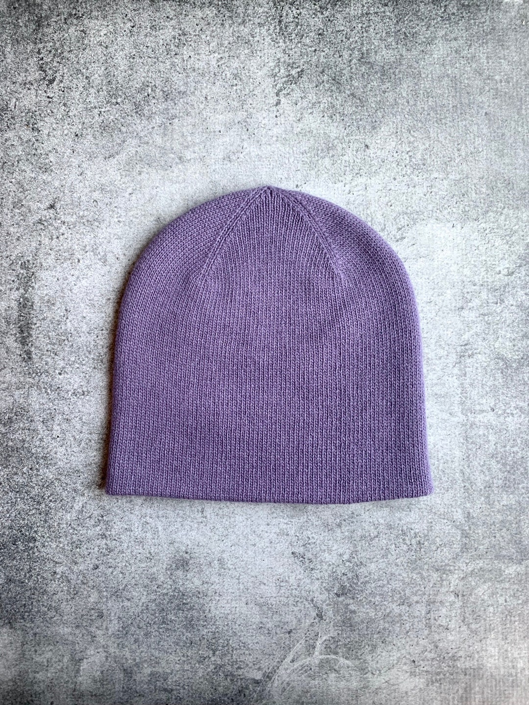 Alpaca Wool Knit Beanie: Unisex Dusty Purple Winter Hat - Etsy display picture 1