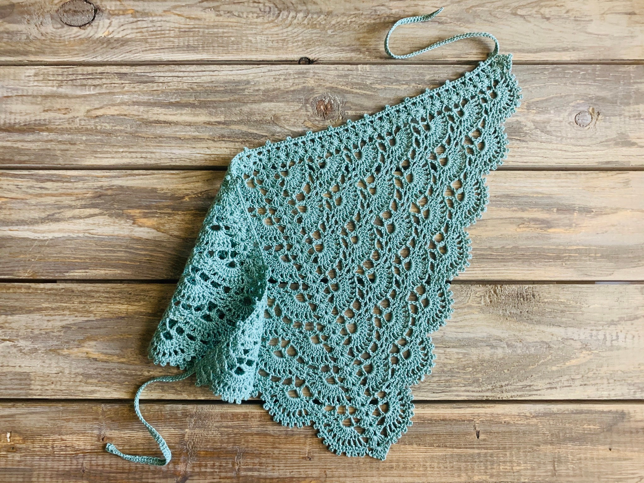 Crochet bandana Sage green bandana Boho bandana Lace bandana | Etsy