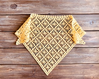 Crochet Bandana: Boho Lace Head Scarf, 100% Cotton Kerchief