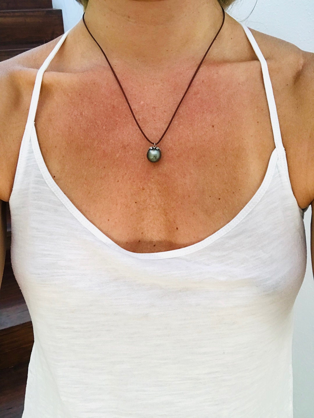 Collana Regolabile Perle Skysk Collana Perle Di Tahiti Barocche Nere-verdi 10-12 Mm &ndash; Lunghezza Regolabile 14-36'' In Oro 14K Collana Perle Barocche Tahiti