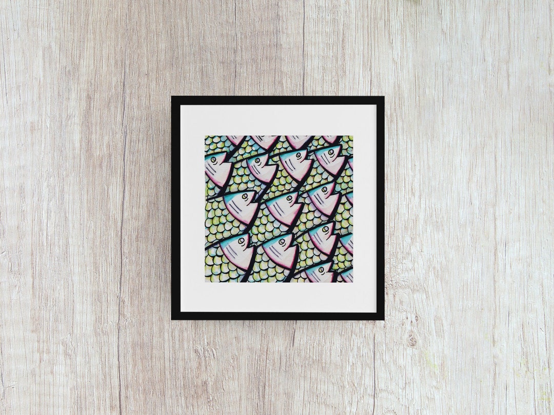 PRINTABLE "school of Fish" for Postcards - Wall Art - Coloring - and ...