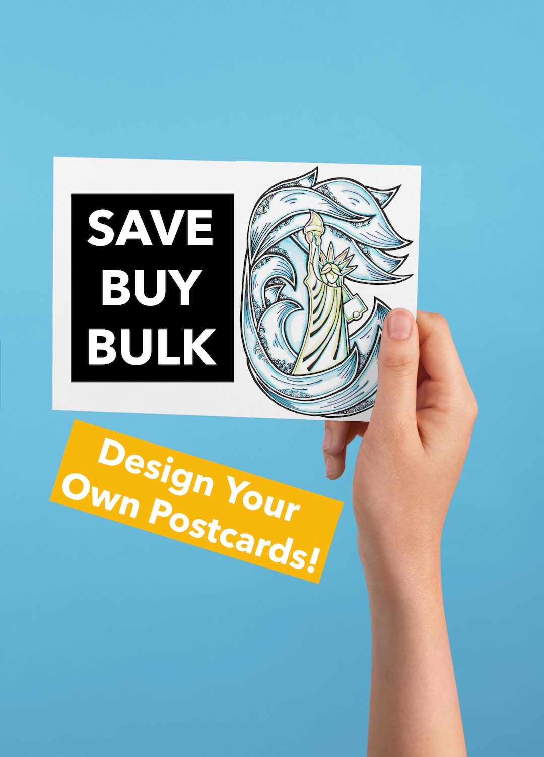 1000 Postcards Save on BULK Postcards CUSTOMIZE With Any Design of Your