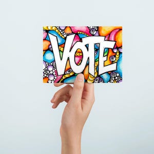 100+ Postcard for Voters FULL “Colorful Tangled VOTE"