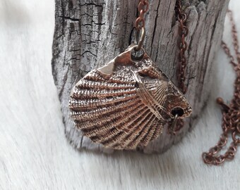 Solid bronze Scallop shell pendant