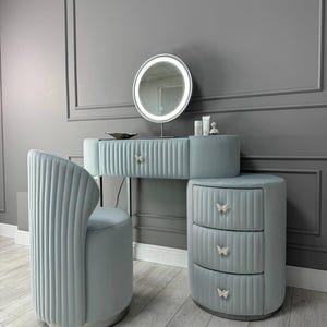 makeup vanity table сonsole and pouf set makeup table gift for your princess