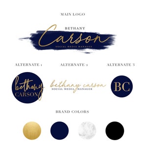 Blue and Gold Branding Kit, Social Media Designs, Design Bundle for Entrepreneurs, Influencers, Bloggers, Branding Design, Digital Bundle
