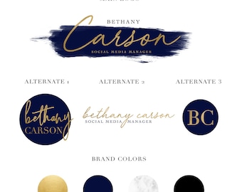 Blue and Gold Branding Kit, Social Media Designs, Design Bundle for Entrepreneurs, Influencers, Bloggers, Branding Design, Digital Bundle