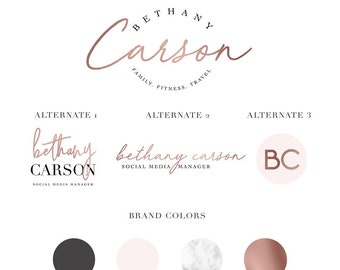 Rose Gold Branding Kit, Social Media Designs, Design Bundle for Entrepreneurs, Influencers, Bloggers, Feminine Design, Digital Bundle