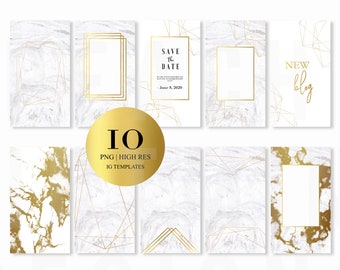 Marble & Gold Instagram Stories Templates  | High Res | Social Media | Instagram, Snapchat, Facebook | Digital Design | Social Branding