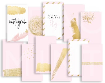 Instagram Stories Templates Pink & Gold Stroke | Social Media | Instagram, Snapchat, Facebook | Digital Design | Social Marketing