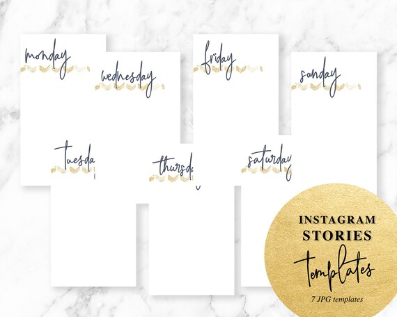 days of the week stories template gold social media etsy days of the week template