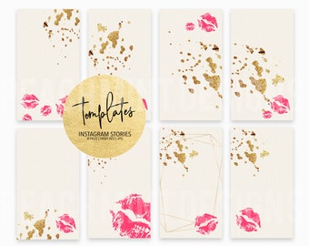 Instagram Stories Templates Kisses & Glitter | Social Media | Instagram, Snapchat, Facebook | Digital Design | Social Marketing