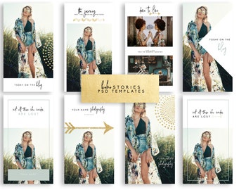 Golden Boho Stories | PSD Files | Social Media Templates | Instagram, Snapchat, Facebook | Digital Design | Brand Design | Social Designs