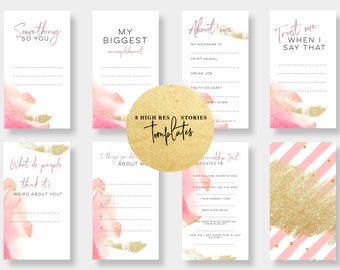 Instagram Stories Templates Pink & Gold Stroke | Social Media | Instagram, Snapchat, Facebook | Digital Design | Social Marketing