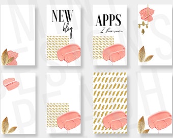 Instagram Stories Templates Pink & Gold | Social Media | Instagram, Snapchat, Facebook | Digital Design | Social Marketing