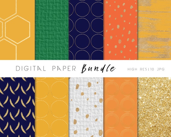 Boho Digital Papers Glam Blue Green Vibes Glitter Feather | Etsy
