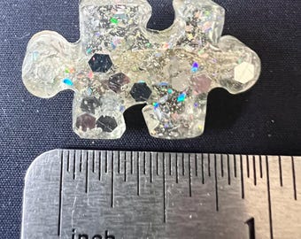 resin glitter puzzle piece pin