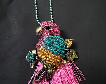 parrot watch pink tassel necklace