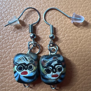 Vintage glass bead face earrings