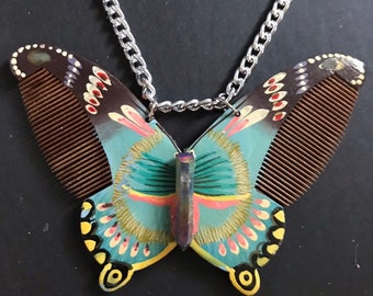 Vintage Butterfly comb necklace