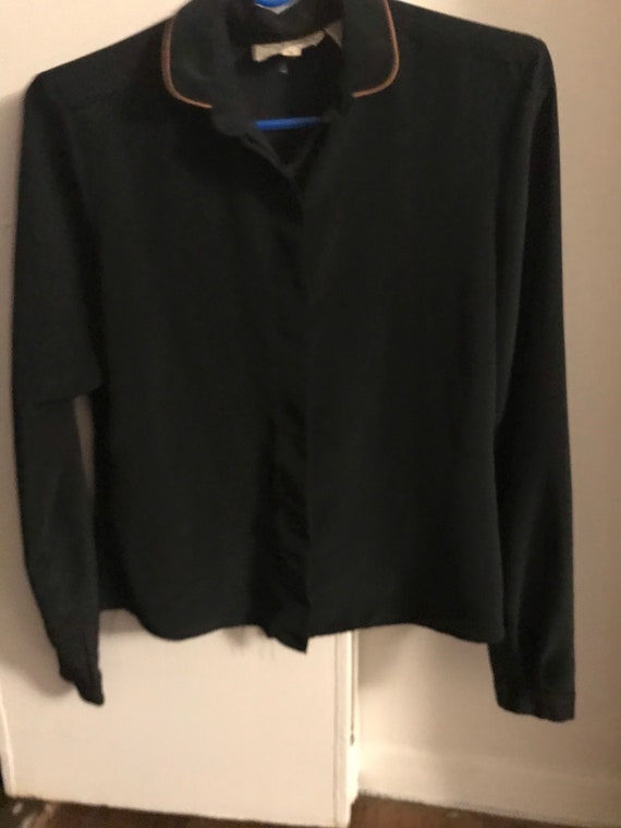 Vintage Dianne Von Furstenberg Black Blouse 70s or