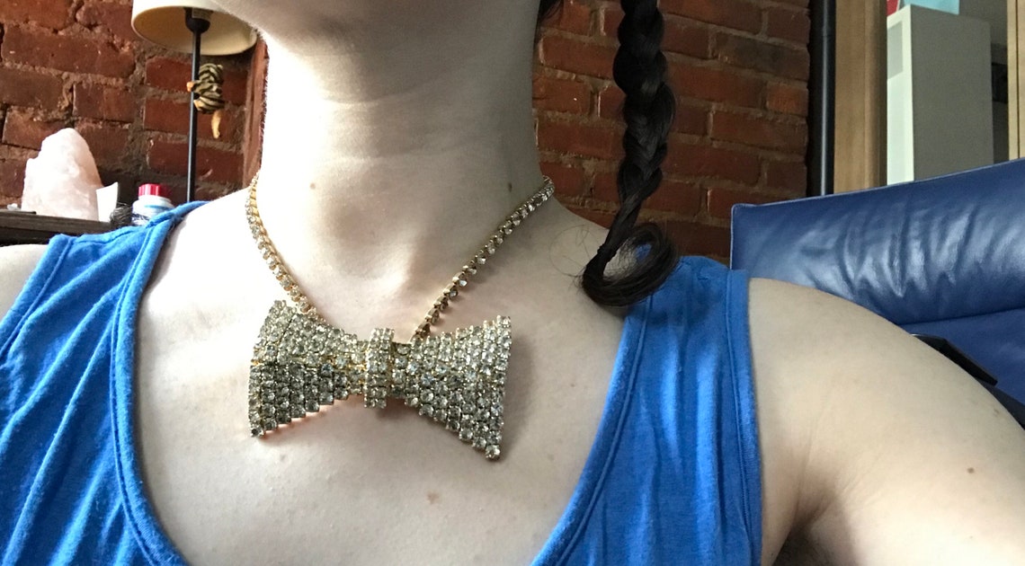 Rhinestone bow tie adjustable choker Etsy