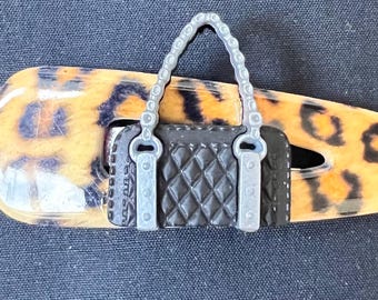 purse cheetah print hair clip