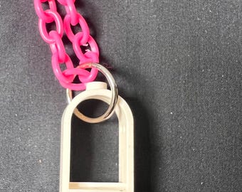 mini window pendant on pink chain