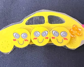 yellow car emoji hair clip