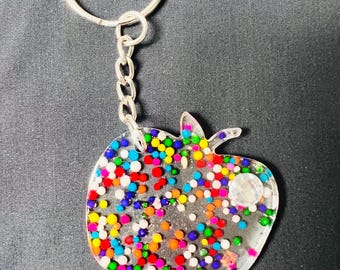 Resin candy apple keychain with rhinestone
