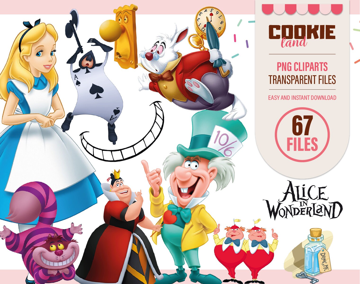 67 cliparts png Alice in wonderland Printable cliparts png - Etsy España