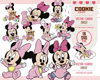 Minnie baby 18 svg & png transparent images, printable minnie baby, digital minnie baby png cricut layered by color