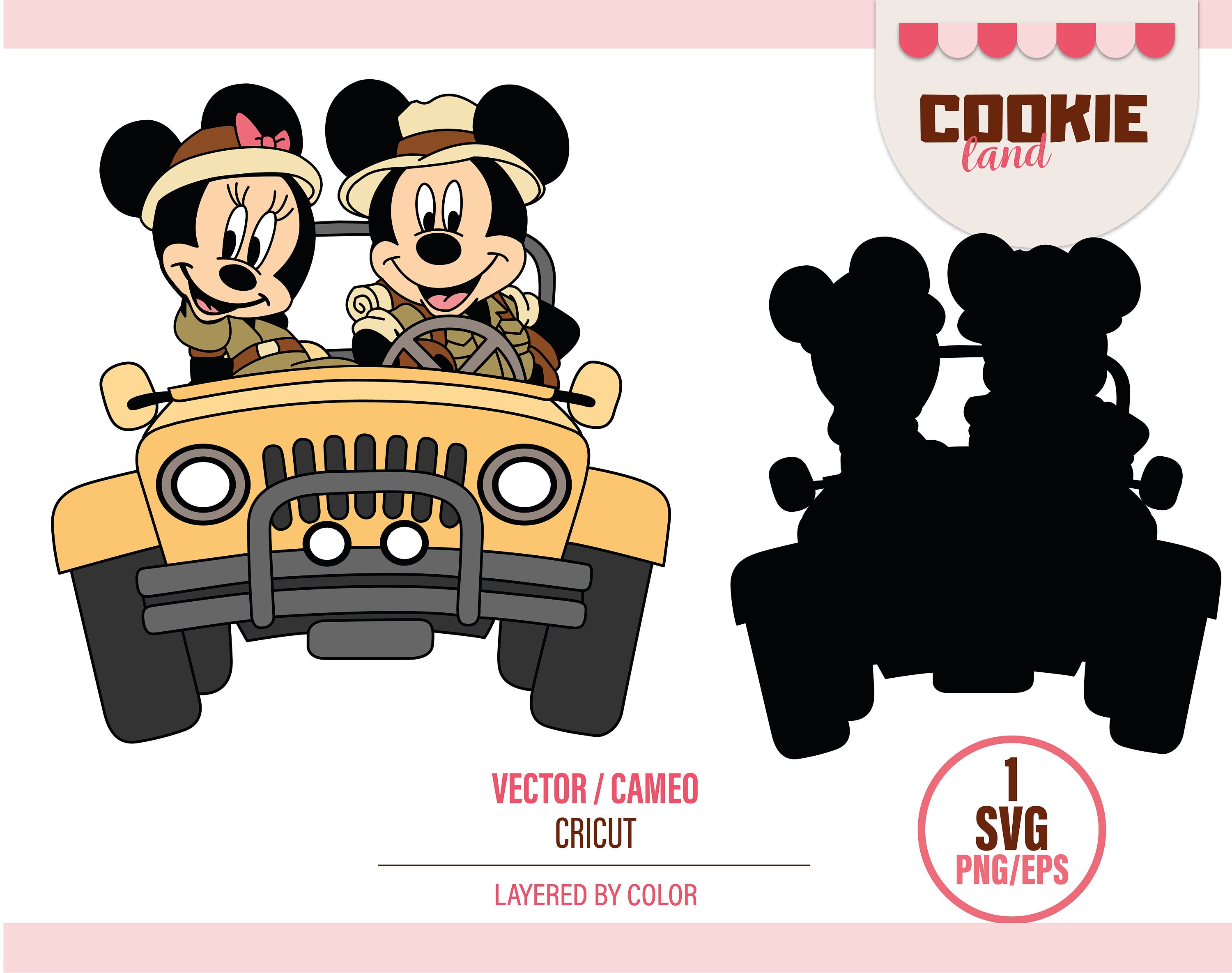 Mickey Mouse Minnie Mouse Safari Jeep Digital File Clipart PNG -   Portugal