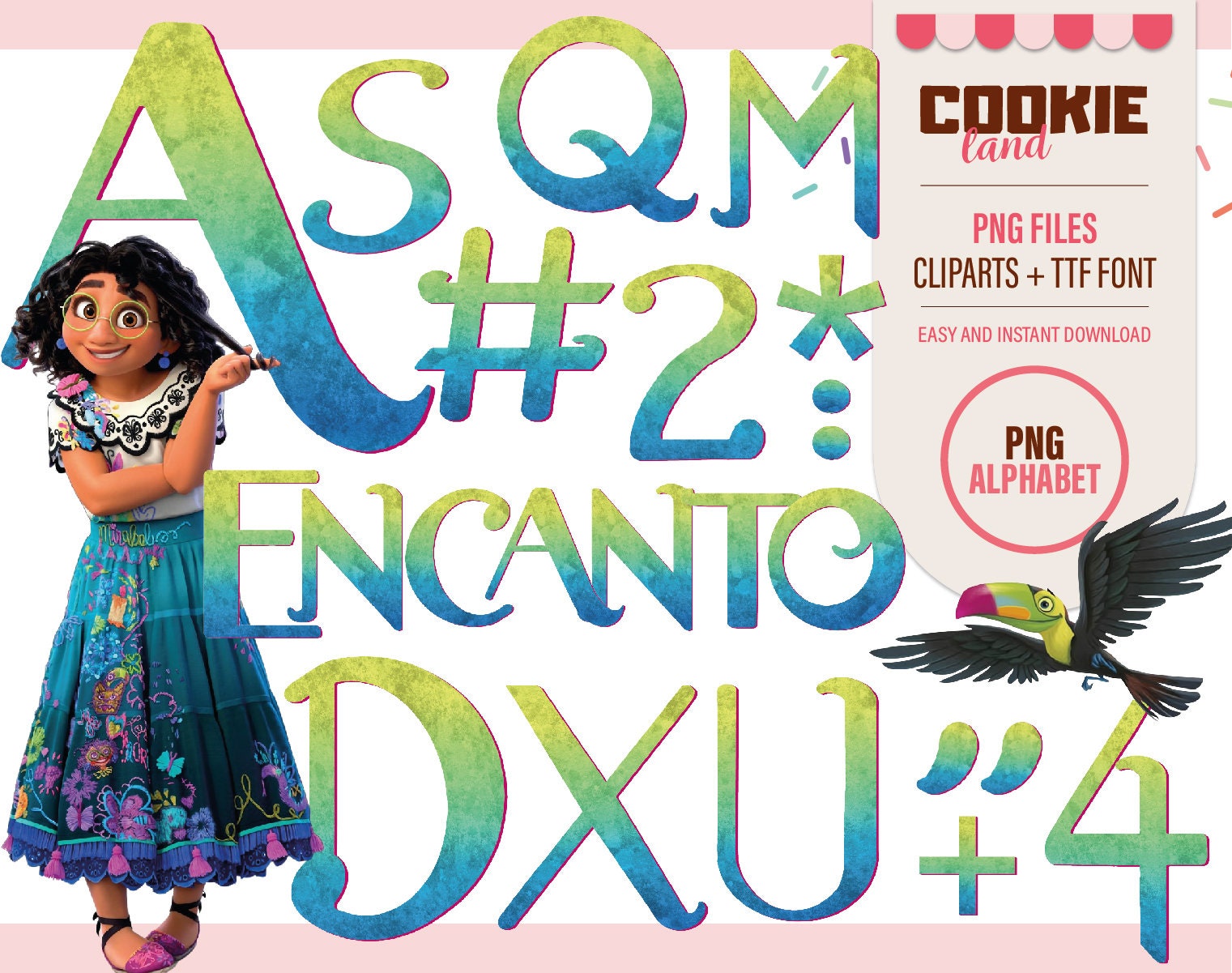 Encanto Alphabet Png & Ttf Font Encanto Clipart Fonts - Etsy