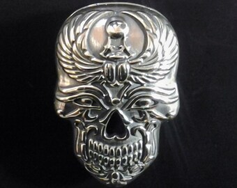 Sugar Skull Necklace Sugar Skull Jewelry Sugar Skull Pendant Halloween Day of the Dead Dia de los Muertos Calavera Silver Skull Egypt Scarab