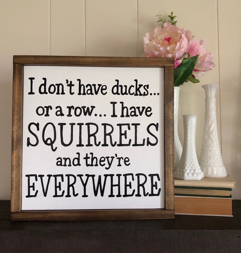 Wood sign Framed or a row.. I don/'t have ducks.. I have SQUIRRELS and they/'re EVERYWHERE